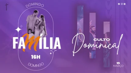 Fundo para Cultos Familiares Roxo | Temática Moderna 16:9 Projetor Photoshop — miniatura, 16:9