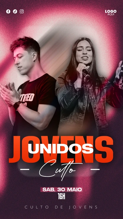 Design para Evento de Adoração Juvenil Moderno | Estilo Audaz Vertical para Stories PSD — miniatura, 9:16