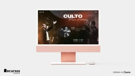 Fundo de Evento Dinâmico de Adoração para Homens | Contraste Laranja 16:9 Projetor Photoshop — mockup, 16:9