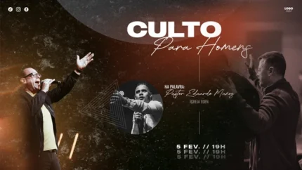 Fundo de Evento Dinâmico de Adoração para Homens | Contraste Laranja 16:9 Projetor Photoshop — miniatura, 16:9