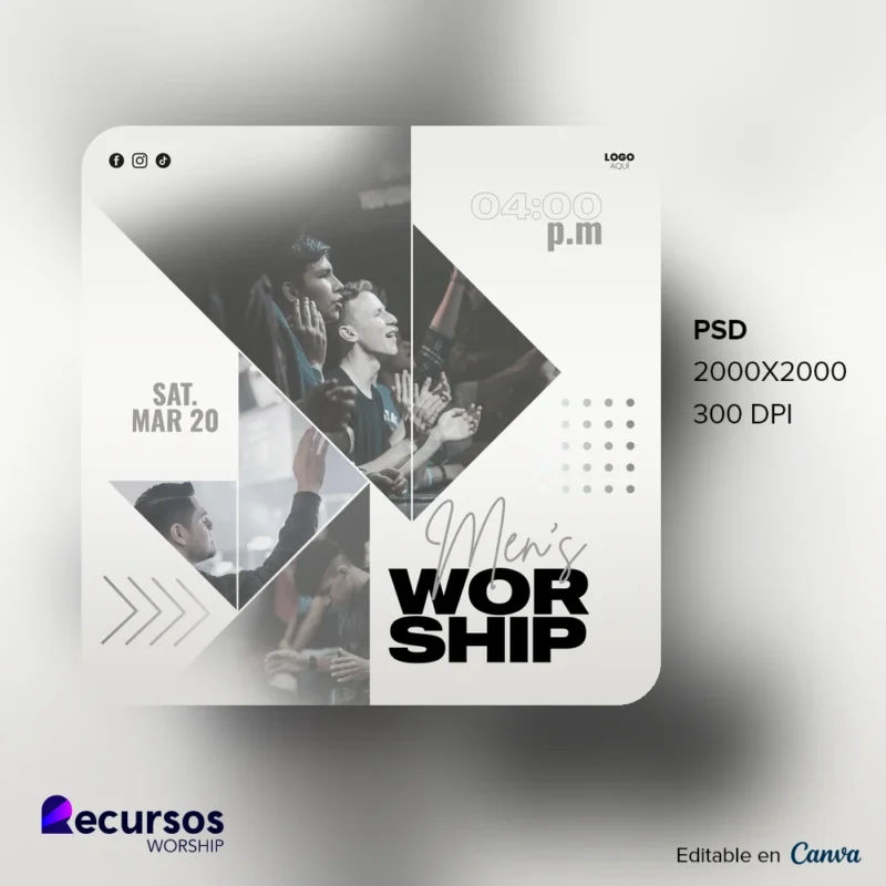 Men's Worship Service Church Template | Vibrant Clean Style — mockup, 1:1