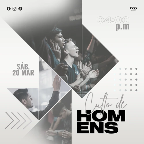 Modelo para culto de homens em igrejas cristãs | Estilo cinza moderno 1:1 no Canva — miniatura, 1:1