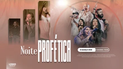 Fundo de Flyer para Evento de Adoração Profética | Iluminação Dinâmica 16:9 Tela Photoshop — miniatura, 16:9