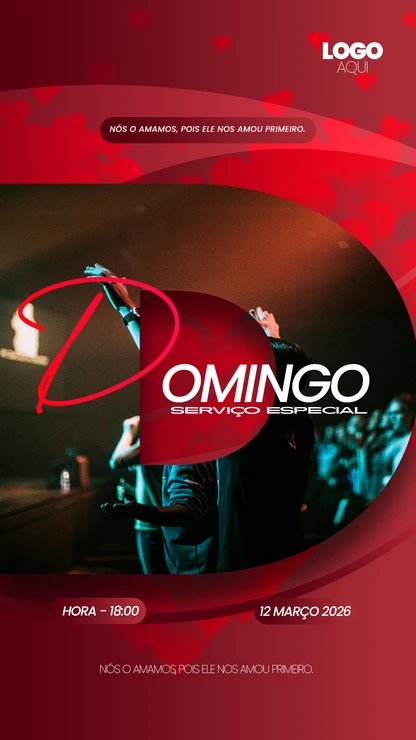 Design Moderno para Eventos de Igreja com Degradê Vermelho | Estilo Vertical Móvel PSD