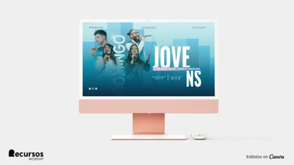 Fundo de Culto Juvenil para Eventos de Adoração Dinâmica | Temática Azul 16:9 Proyector Photoshop — mockup, 16:9