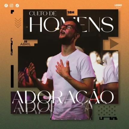 Modelo de Adoração Culto para Homens Moderno | Design Estética Escura 1:1 para Redes Canva — miniatura, 1:1