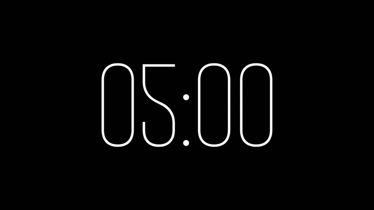 Cuenta Regresiva Brío de 5 Minutos con Fondo Transparente 4K - Black