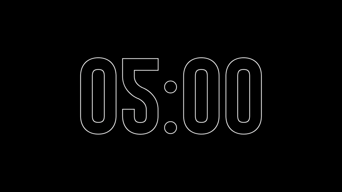 Cuenta Regresiva Círculo de 5 Minutos con Fondo Transparente 4K - Black