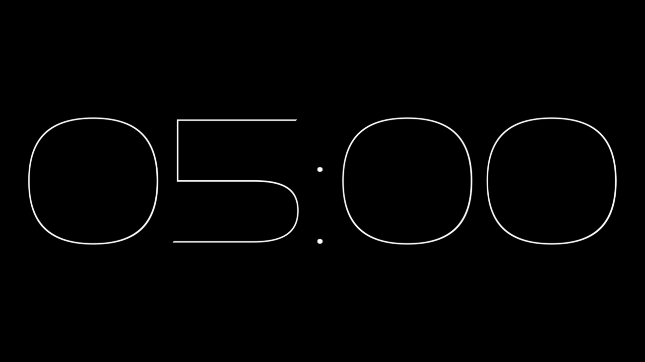 Pulso Alpha Channel: Cuenta Regresiva de 5 Minutos en Alta Resolución - Black