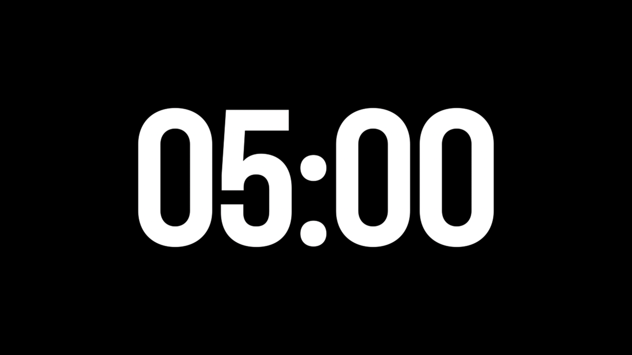 Claridad Alpha Channel: Cuenta Regresiva de 5 Minutos en Alta Resolución - Black