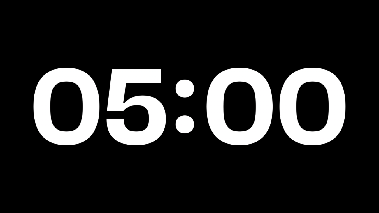 Enfoque Alpha Channel: Cuenta Regresiva de 5 Minutos en Alta Resolución - Black
