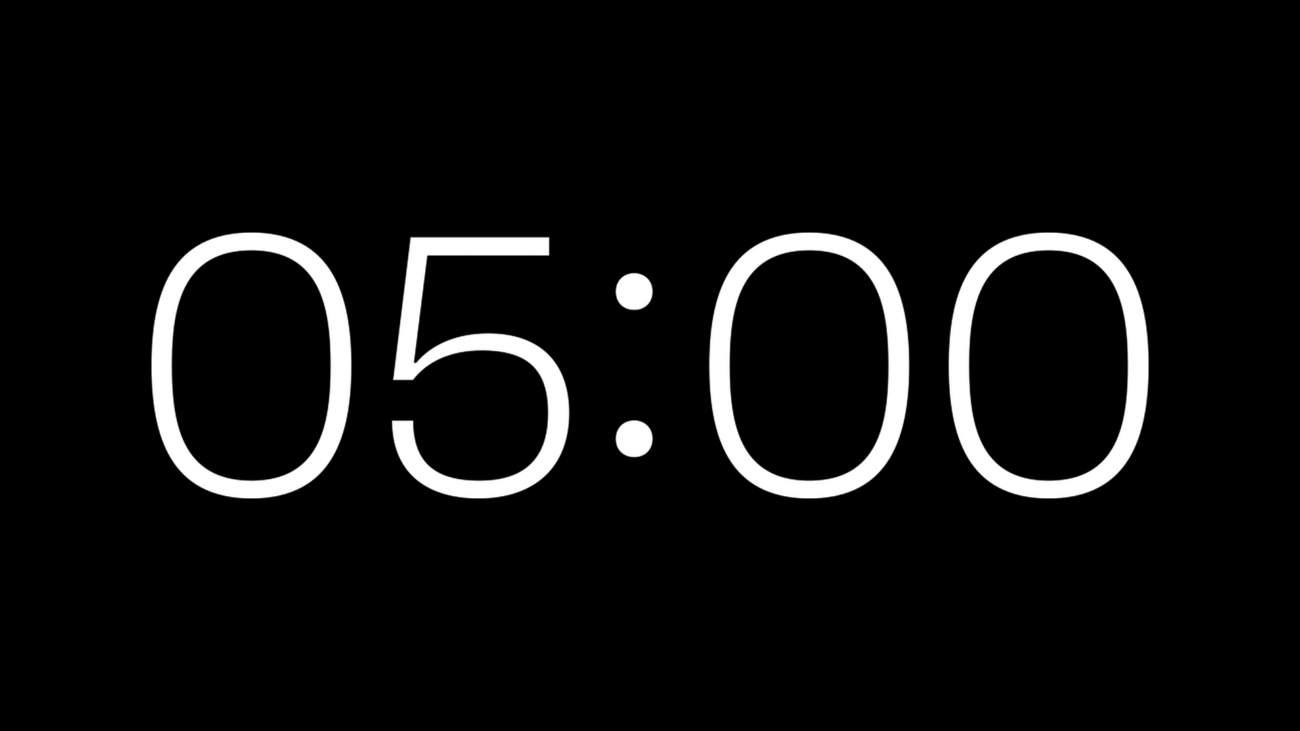 Destello Alpha Channel: Cuenta Regresiva de 5 Minutos en Alta Resolución - Black
