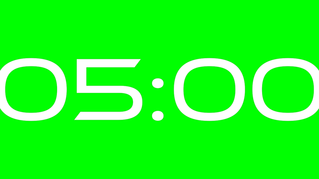Elevación Alpha Channel: Cuenta Regresiva de 5 Minutos en Alta Resolución - Green