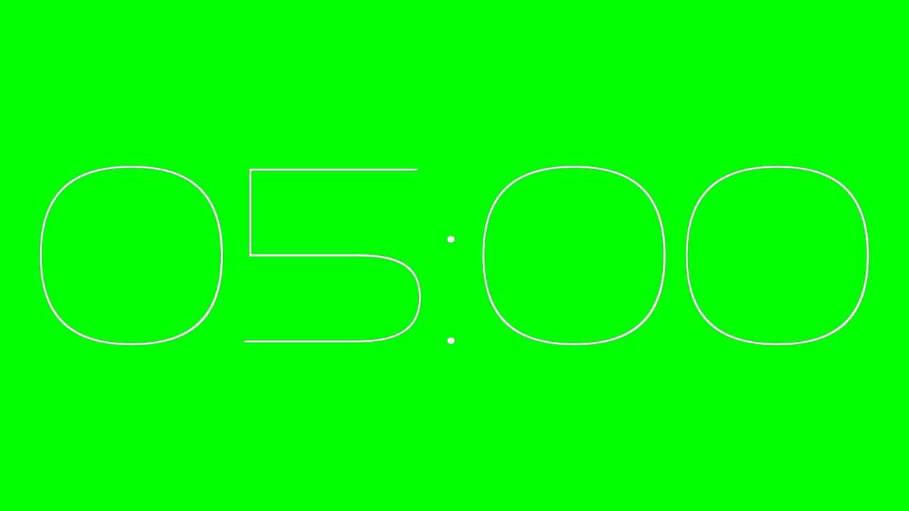 Pulso Alpha Channel: Cuenta Regresiva de 5 Minutos en Alta Resolución - Green