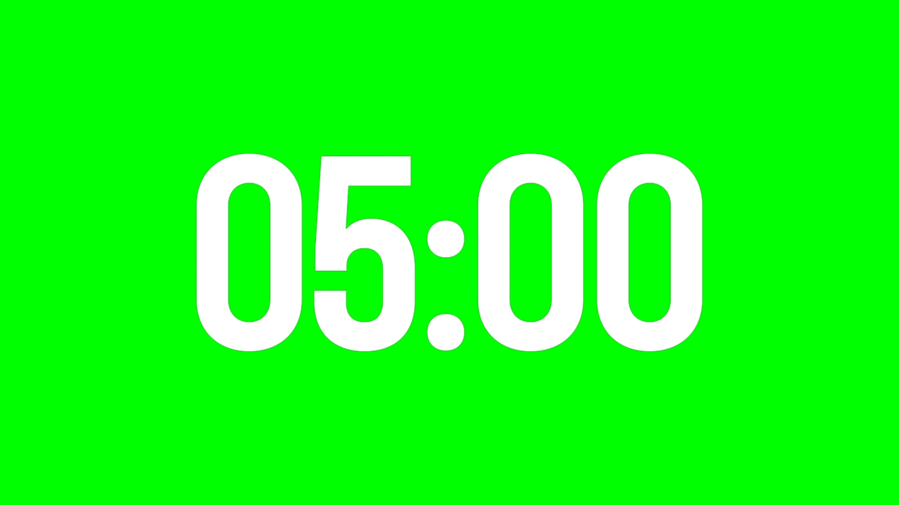 Claridad Alpha Channel: Cuenta Regresiva de 5 Minutos en Alta Resolución - Green