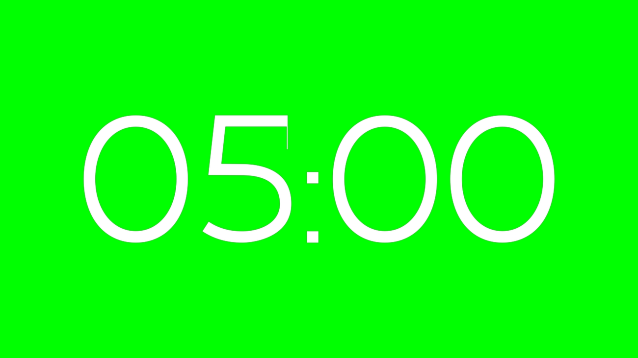 Brío Alpha Channel: Cuenta Regresiva de 5 Minutos en Alta Resolución - Green