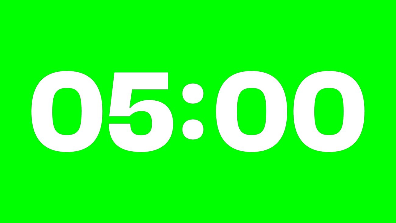 Umbral Alpha Channel: Cuenta Regresiva de 5 Minutos en Alta Resolución - Green