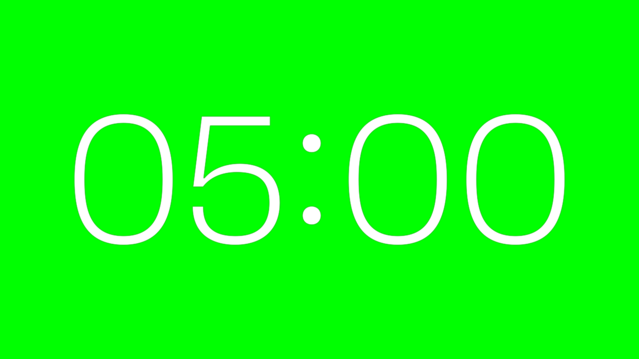 Destello Alpha Channel: Cuenta Regresiva de 5 Minutos en Alta Resolución - Green