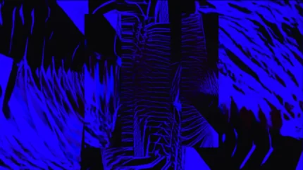 Deep Blue Abyss - Fractured Square Still — fondo abstracto horizontal azul oscuro, índigo