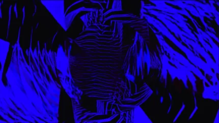 Deep Blue Abyss - Shattered Reality Still — fondo abstracto horizontal azul oscuro, índigo