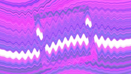 Glitchscape Symphony - Broken Transmission Still — fondo abstracto horizontal cian, magenta