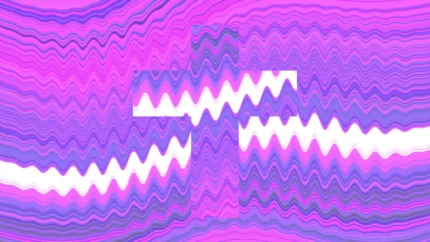 Glitchscape Symphony - Pixelated Cross Void Still — fondo abstracto horizontal cian, magenta