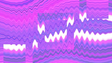 Glitchscape Symphony - Static Slash Still — fondo abstracto horizontal cian, magenta