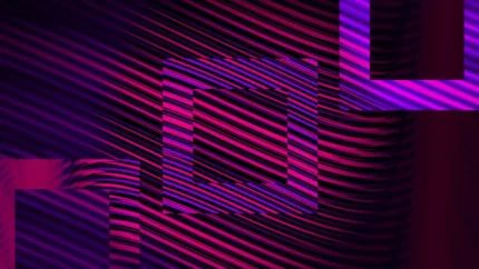 Hypnotic Depths - Geometric Maze Still — fondo abstracto horizontal violeta, púrpura