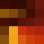 Bloques de píxeles en tonos amarillo y rojo con molinete, imagen still VJ para escenario de iglesia