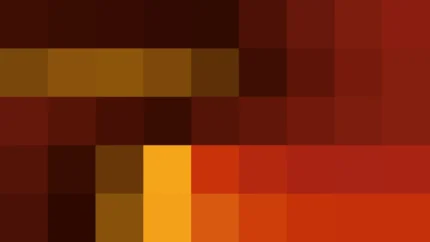 Bloques de píxeles en tonos amarillo y rojo con molinete, imagen still VJ para escenario de iglesia