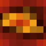 Bloques de píxeles en tonos amarillo y rojo con ondas concéntricas, imagen still VJ para escenario de iglesia