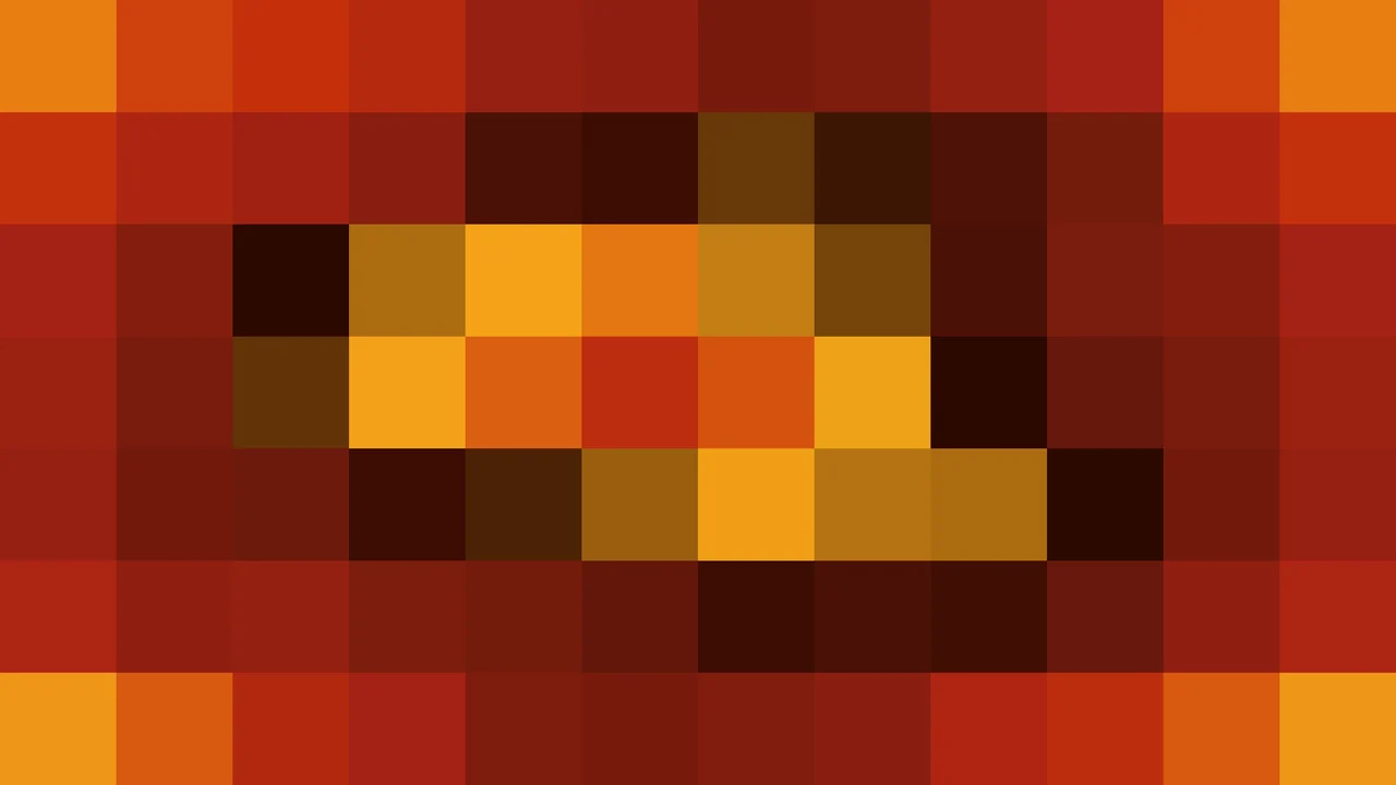 Golden Yellow and Dark Red Pixel Blocks Still Image in Concentric Waves | 4K JPG Background