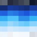 Bloques de píxeles en tonos azul y teal con bandas horizontales, imagen still VJ para escenario de iglesia