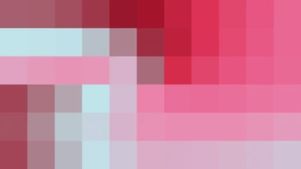 Bloques de píxeles en tonos rojo y fucsia con molinete, imagen still VJ para escenario de iglesia