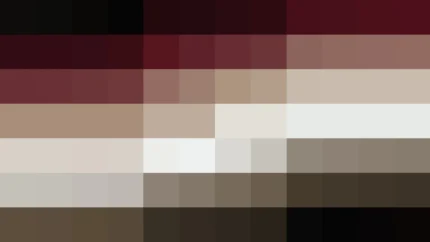 Bloques de píxeles en tonos rojo y oscuro con bandas horizontales, imagen still VJ para escenario de iglesia