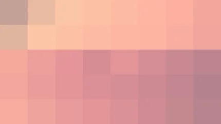 Bloques de píxeles en tonos rojo y melocotón con barrido diagonal, imagen still VJ para escenario de iglesia