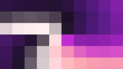 Bloques de píxeles en tonos rojo y púrpura con molinete, imagen still VJ para escenario de iglesia