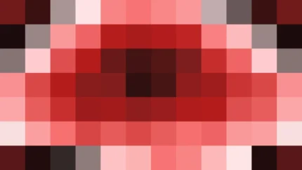 Bloques de píxeles en tonos rojo con ondas concéntricas, imagen still VJ para escenario de iglesia