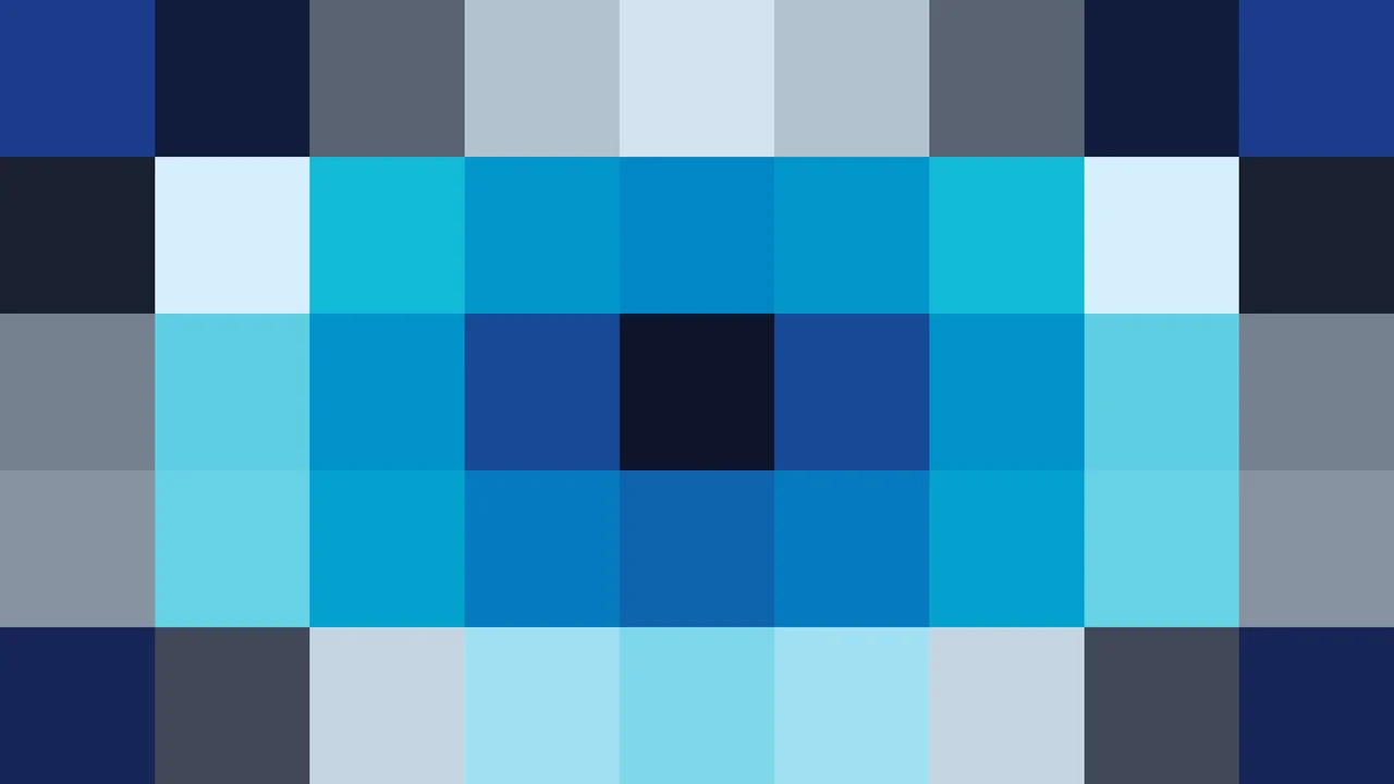 Imagen Still de Bloques de Píxeles Teal y Azul Marino en Ondas Concéntricas | Fondo JPG 4K