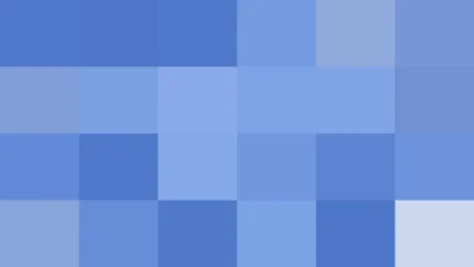 Bloques de píxeles grandes en tonos azul con bandas partidas, imagen still VJ para escenario de iglesia