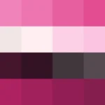 Bloques de píxeles grandes en tonos magenta con barrido vertical, imagen still VJ para escenario de iglesia