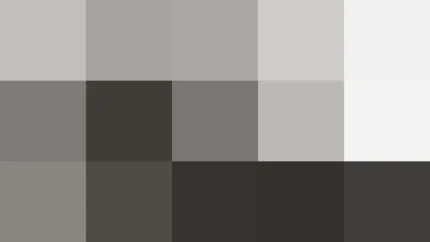 Bloques de píxeles grandes en tonos negro y gris con órbitas, imagen still VJ para escenario de iglesia