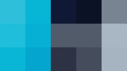 Bloques de píxeles grandes en tonos teal y azul con mosaico parpadeante, imagen still VJ para escenario de iglesia