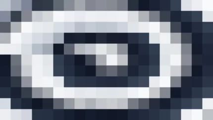 Mosaico de píxeles en tonos azul y marino con túnel, imagen still VJ para escenario de iglesia