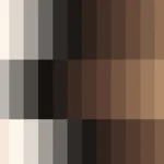 Mosaico de píxeles en tonos melocotón y tostado con barrido horizontal, imagen still VJ para escenario de iglesia