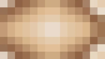Mosaico de píxeles en tonos naranja y melocotón con rombos, imagen still VJ para escenario de iglesia