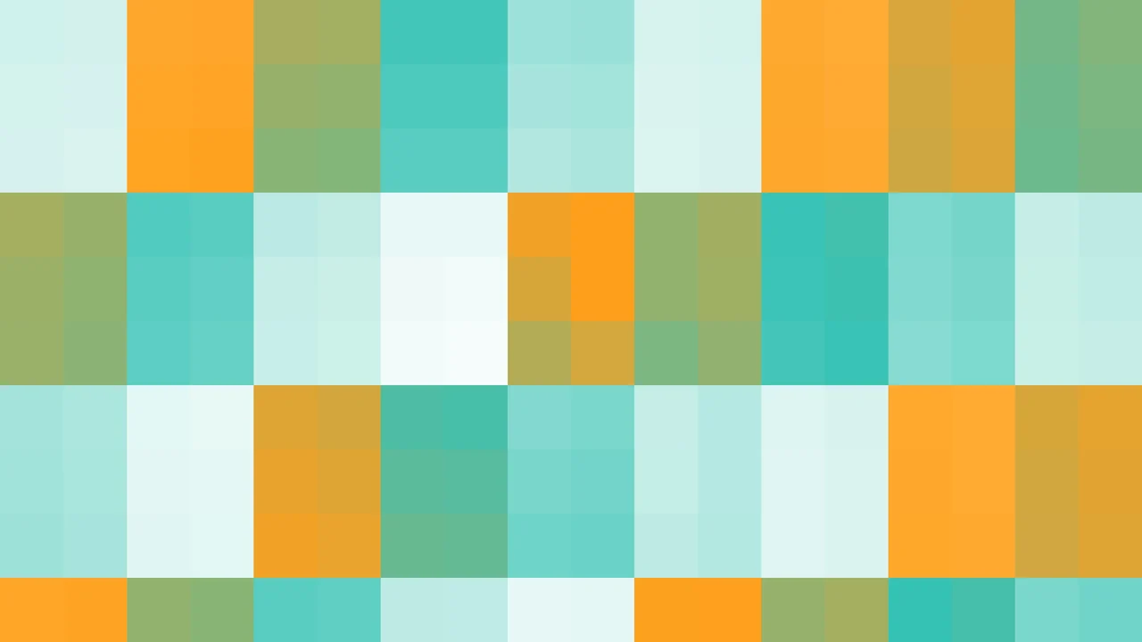 Imagen Still de Mosaico de Píxeles Naranja y Turquesa | Fondo JPG 4K
