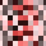 Mosaico de píxeles en tonos rojo con destellos, imagen still VJ para escenario de iglesia