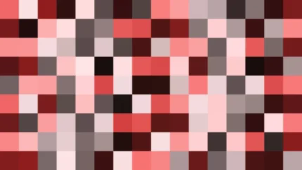 Mosaico de píxeles en tonos rojo con destellos, imagen still VJ para escenario de iglesia