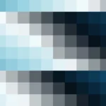 Mosaico de píxeles en tonos teal y oscuro con barrido diagonal, imagen still VJ para escenario de iglesia